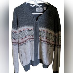 Nordic Patterned Gray and Cream men's Sweater